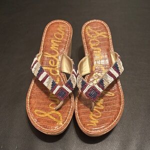 Sam Edelman Women's Beaded Sandals - Gold and Multicolor